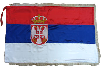Embroidered satin flag Serbian 150 x 100 cm - Mala Srpska Prodavnica