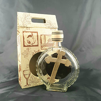 Glass flask with cross 
