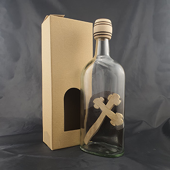 Glass bottle with cross 
