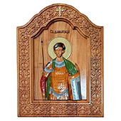 Icon of Saint Dimitri - hand-painted wood carving 30x40cm