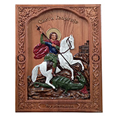Icon of Saint George - hand-painted wood carving 30x40cm