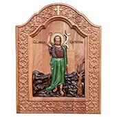 Icon of Saint John the Baptist - hand-painted wood carving 30x40cm