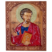 Icon of Saint Luke - hand-painted wood carving 30x40cm