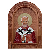 Икона Свети Никола - ручно осликан дуборез у дрвету 30x40цм
