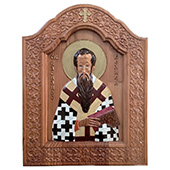 Икона Свети Василије Велики - ручно осликан дуборез у дрвету 30x40цм