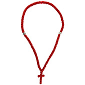 Crvena brojanica pletena - velika 100 čvorova