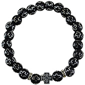 Rosary with small crosses - black