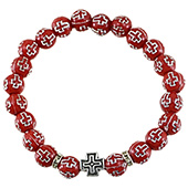 Rosary with small crosses - red