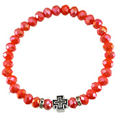 Crystal rosary with cross - red