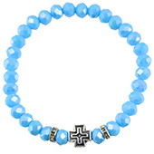 Crystal rosary with cross - light blue