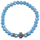 Crystal rosary with cross - blue