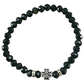 Crystal rosary with cross - black