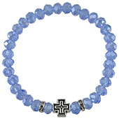 Crystal rosary with cross - dark blue