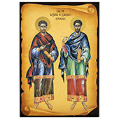 Icon of Saint Cosmas and Damian 16x11cm