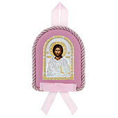 Икона Исус Христ, за бебе, посребрена 10x8цм