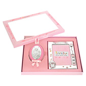 Set for babies - picture frame and icon of the Virgin Mary 9x6cm - pink