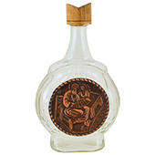 Glass bottle with the image of Saint Mark in copper