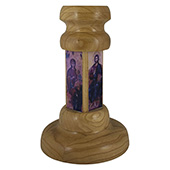 Wooden candlestick with icons