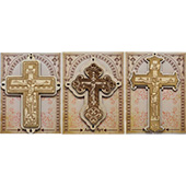 Set of 3 wooden engraved crosses for car