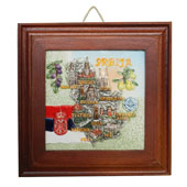 Map of Serbia in a wooden frame