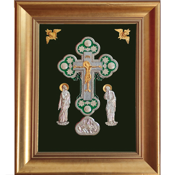 Framed gilded cross with angels-1