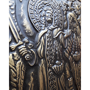 Икона рељеф Свети Архангел Михаило - злато патина-1