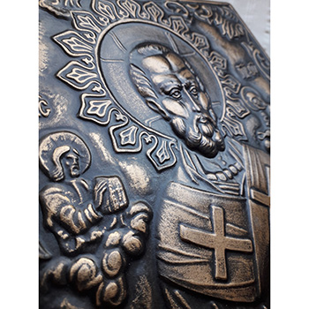 Ikona reljef Sveti Nikola - bronza patina-2