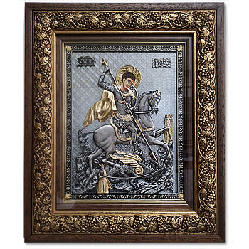 Велика икона Св. Ђорђа са позлатом - 35x29.5 цм