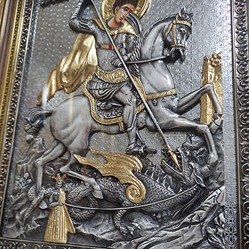 Велика икона Св. Ђорђа са позлатом - 35x29.5 цм-1