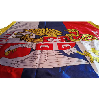 Сатенска застава Србија-Русија 120 цм x 80 цм - дупла са ресама-2
