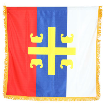 Сатенска застава Србија 4С 100 цм x 100 цм - дупла са ресама-1