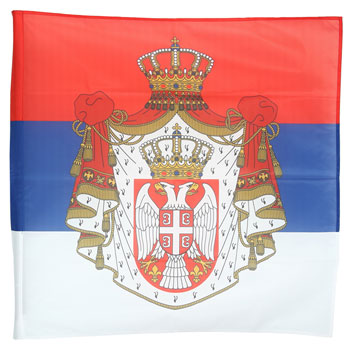 Мрежаста застава Србија свечани грб 100 цм x 100 цм - дупла са ресама