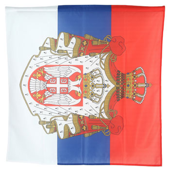 Мрежаста застава Србија свечани грб 100 цм x 100 цм - дупла са ресама-1