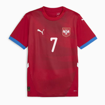 Puma kids Serbia home jersey for EURO 2024 in Germany with personalization-1