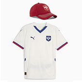 Set Puma Serbia away jersey for EURO 2024 in Germany and red Puma cap